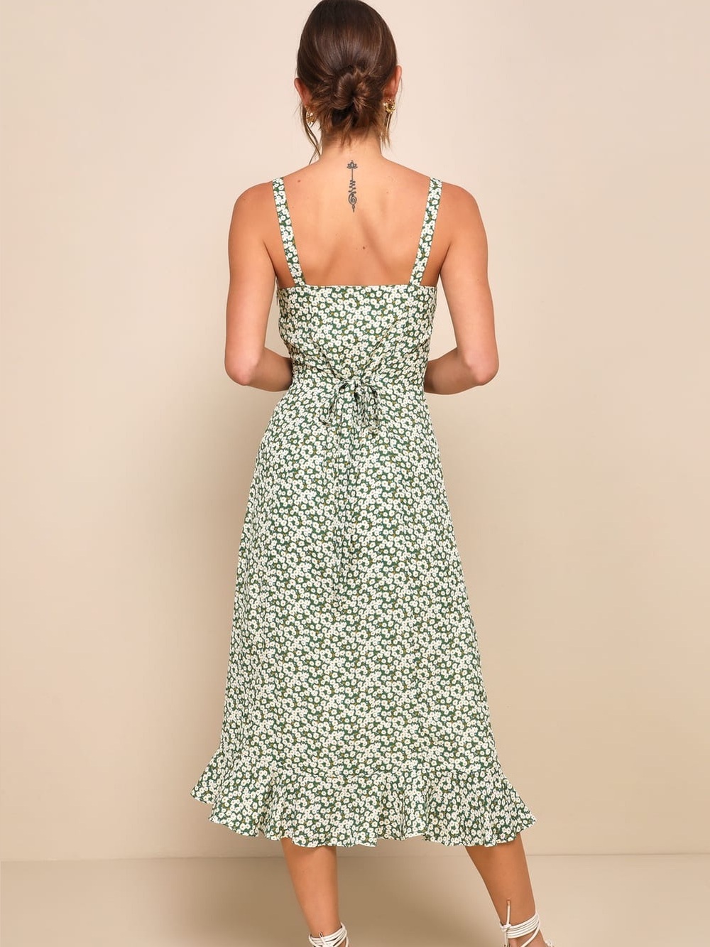 Lulus Green Daisy Slip Midi Dress